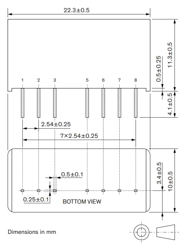 Mechanical Drawing - TRACO Power TEC 6UI DC/DC Converters